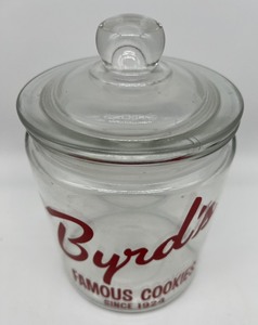 lot 1126 image: Byrds Famous Cookies Glass Canister