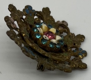 lot 1122 image: Vintage Floral Enamel Brooch Pin