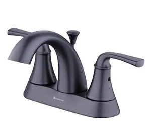 lot 38 image: Vazon 4 in. Centerset 2-Handle High-Arc Bathroom Faucet in Matte Black