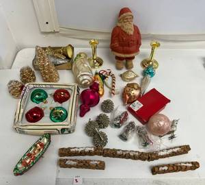 Group Of Antique Glass Christmas Ornaments And More