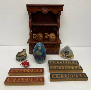 Group Including Vintage Small Wooden Doll Hutch And More