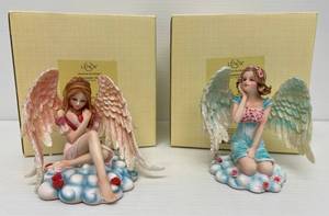 Two Lenox Brand Angel Figurines  Sweet Angel Heart & Daydreaming Angel