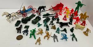 Group Of Antique Plastic Toys Including Army, Cowboys And Indians