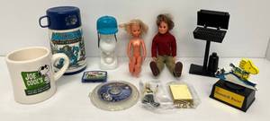 Group Of Misc. Vintage Toys Including Masters Of The Universe Aladdin Thermos And More