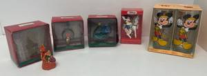 Group Of Vintage Disney Ornaments And Glasses