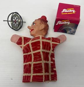 Vintage Clown Puppet, Slinky Toy And More
