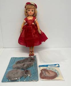 Vintage Uneeda Doll With Extras