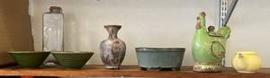 Shelf Full Of Misc. Pottery Items