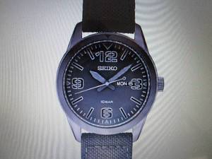 Seiko Mens Black Nylon Strap Watch...