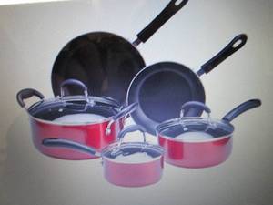 Red Glossy Metallic Aluminum Cookwa...