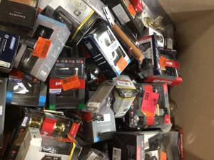 lot 46 image: Lot of assorted Door Knobs and hardware various models and conditions open boxes see pictures