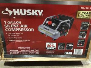 lot 56 image: Husky 1 gallon silent air compressor review customer return