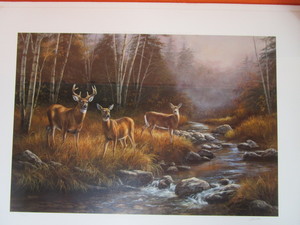 lot 28 image: Rosemary Millette S&N Print 78950 October Mist-Whitetail Deer