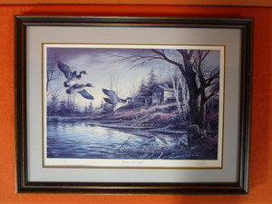 lot 128 image: Terry Redlin S&N Framed Print 816960 Backwoods Cabin