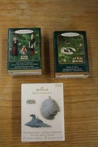 lot 530 image: Lot of (3) Hallmark Collectible Decorations Star Wars Episode 1 - Jedi Council Members, Battle Of Nabu, The Death Star and Star Destroyer (New In Box )