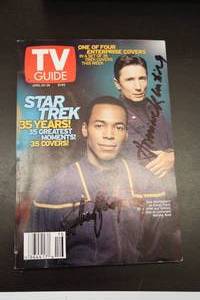lot 546 image: 35 Years of Star Trek Cast Signed TV Guide April 20-26