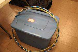 lot 978 image: Lot of (1 Bin) Toys, Games, Beach Balls, Party Dcor