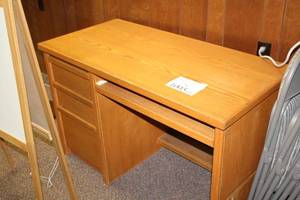 lot 1005 image: Wooden Computer Desk with Keyboard Tray 3-drawer
