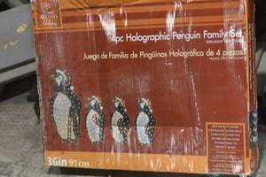 4-Piece Holographic Penguin Family