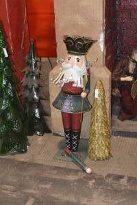 Metal Nut Cracker and Gold Christmas tree