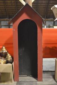 White Stage backdrop red house door front