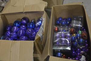 3 boxes of purple tone ornaments