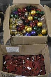 Red Sea Stars box and multi-colored ball ornament box
