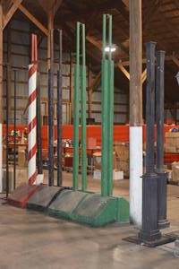 Quantity of 4 Green backdrop holders with storage