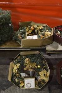 Quantity of 2 30 gold Christmas poinsettia wreaths