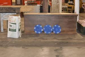 Bar Height Table and large box full of 14 sparkled poker chips