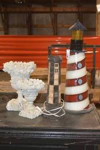 Light houses and seashell planters