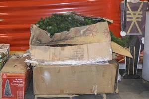 Pallet of Artificial Trees and decorations