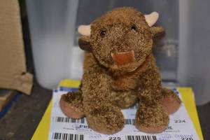 3 boxes  1 containers of plush buffalo
