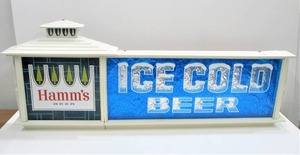 lot 1 image: Vintage HAMMS Ice Cold Beer Sign