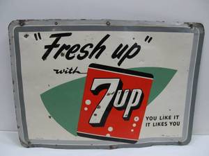 lot 54 image: Very Cool Old 1950s 7UP Metal Advertising Sign