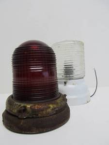 lot 68 image: Red & Clear Old Glass Emergency Lights