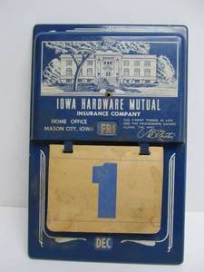 lot 79 image: Excellent Quality Vintage Metal Advertising Perpetual Calendar - Iowa Hardware