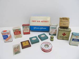 lot 85 image: Collection of Old Vintage Bandage Tins