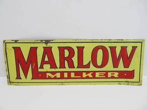 lot 89 image: Orig Vintage Embossed Tin MARLOW MILKER DairyFarm Advertising Sign