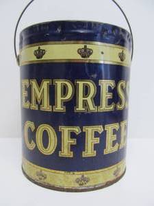 lot 111 image: LARGE Old Vintage 5lb EMPRESS Coffee Can
