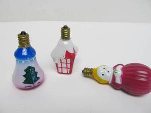 lot 112 image: 3 Vintage Hand Painted Glass Christmas Bulb Lights