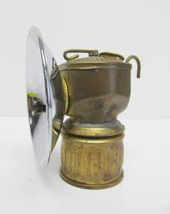 lot 110 image: Antique Brass JUSTRITE Carbide Miners Lamp