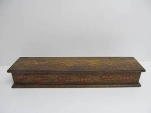 lot 117 image: Excellent Antique Folk Art Pyrography Hinged Wood Box