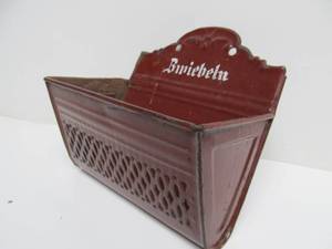 lot 130 image: Antique Porcelain Enamel Wall Basket
