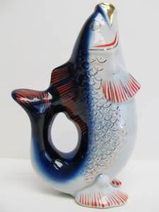 lot 166 image: Vintage Hand Painted Fish VasePitcher