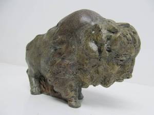 lot 172 image: Smaller Signed Buffalo Sculpture by Ken Memoli