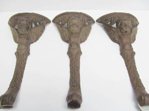lot 177 image: Set of 3 Cast Iron Cherub Table Legs