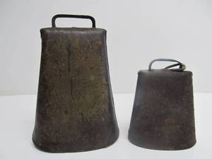 lot 187 image: 2 Antique Metal Cow Bells