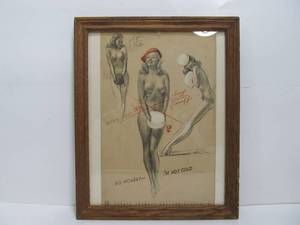 lot 208 image: Vintage 1943 Earl MacPherson Winter Girl Sketch Pad Print