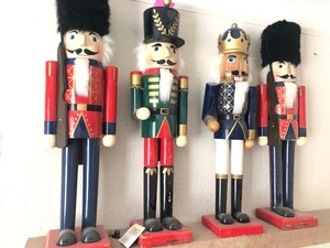 lot 181 image: Lot of 4 LARGE Wooden Christmas Nutcracker Soldiers